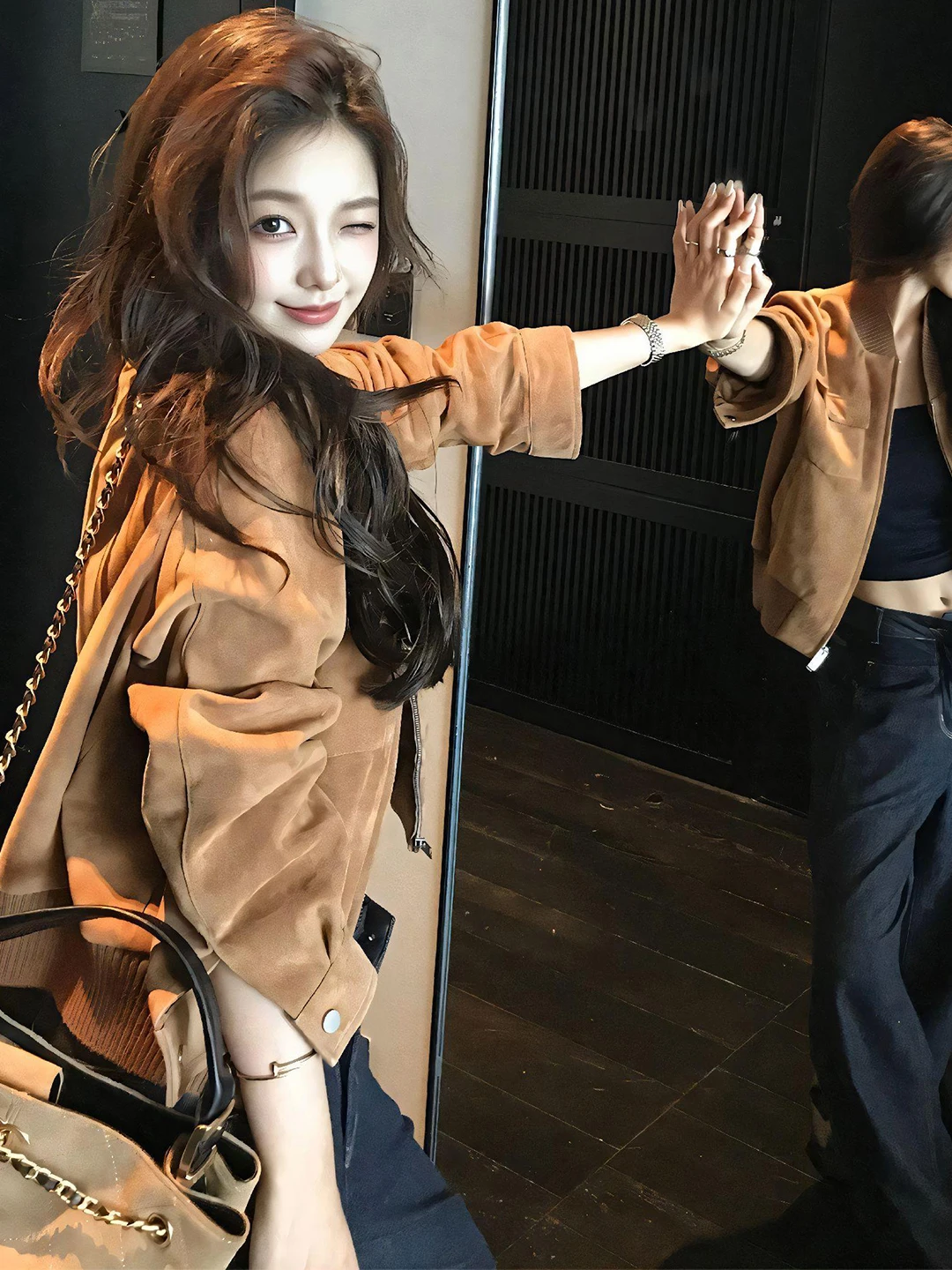 

Retro American Faion Suede Long Sve Jaet Women's Autumn Winter New Sle High-End Feel Small Jaet Top Women