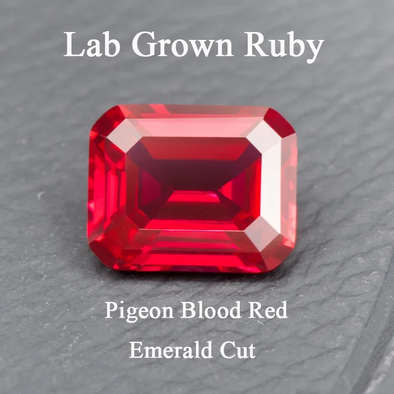 

Lab Grown Ruby Emerald Cut Pigeon Blood Red Selectable AGL Certificate For DIY Jewelry Making