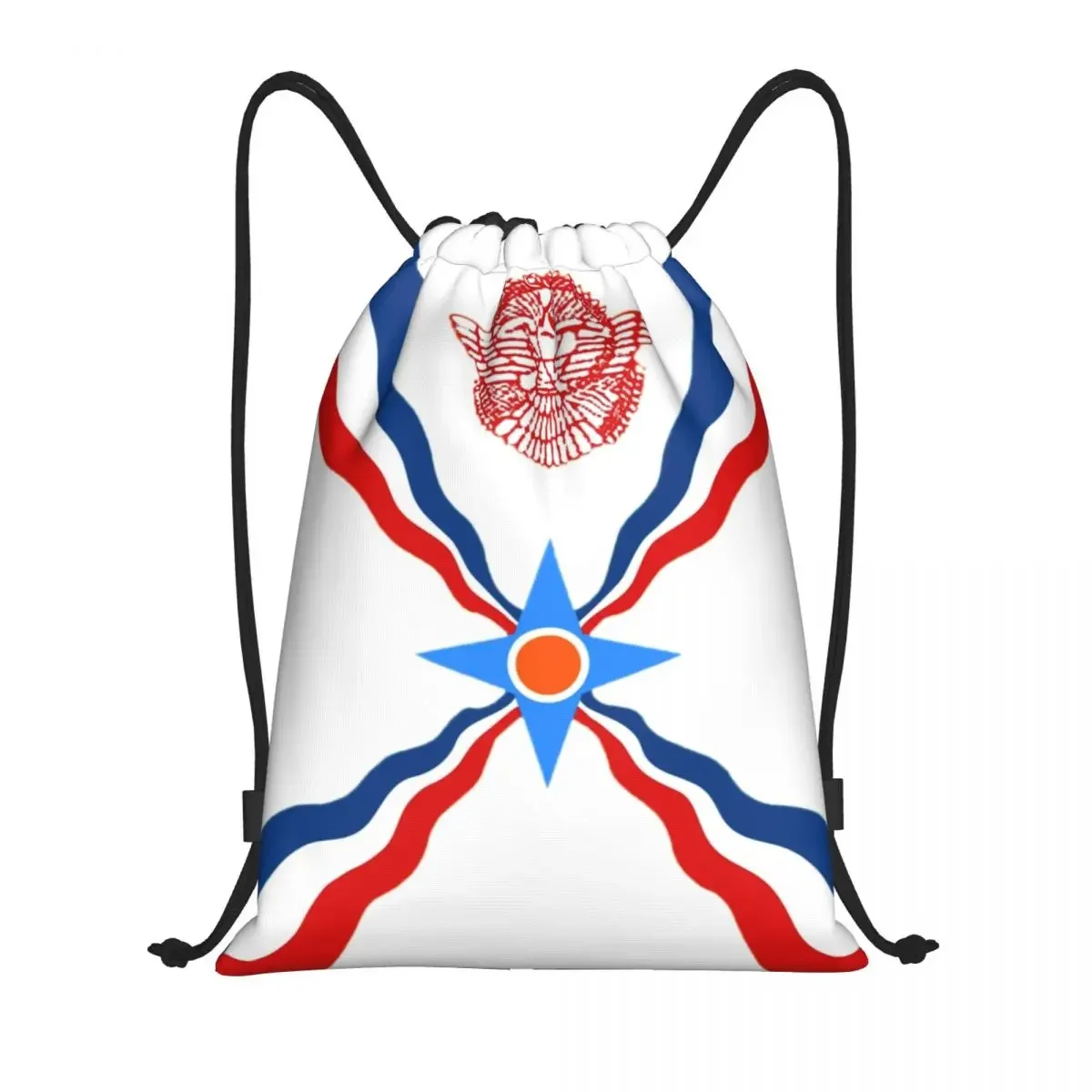 Custom Assyrian Suryoyo Flag Drawstring Backpack Women Men Sport Gym Sackpack Foldable Syriac Aram Shopping Bag Sack