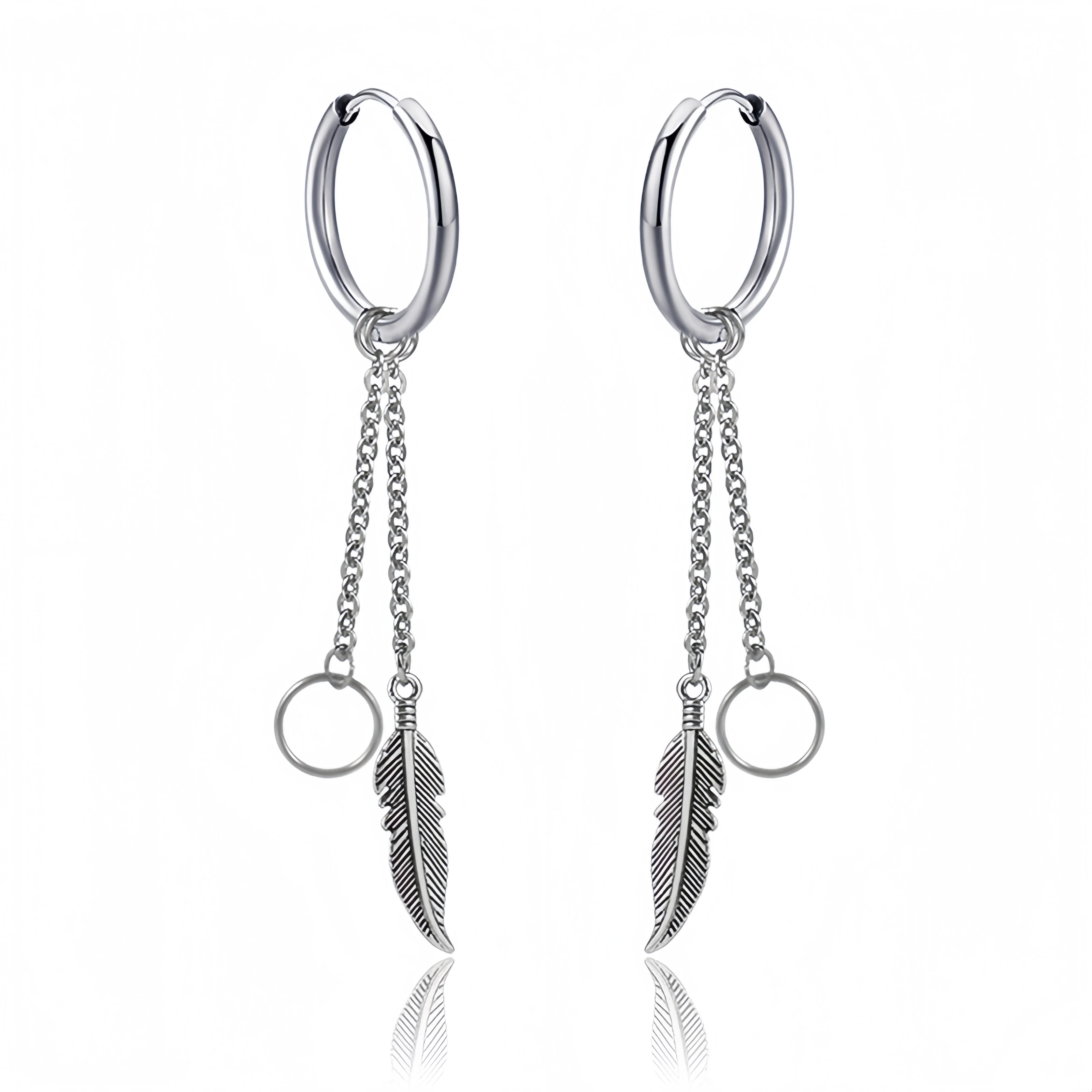 Lange hängende Kreuze Blätter Anhänger Creolen Frau Ohrringe Mann Vintage Edelstahl Hip Hop Ohr Piercing Schmuck Zubehör
