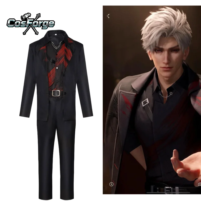 

Love and Deepspace Qinche Sylus Xavier Denim Cosplay Costume Jacket Outfits Halloween Cosplay Hombre Blac Cool Suits