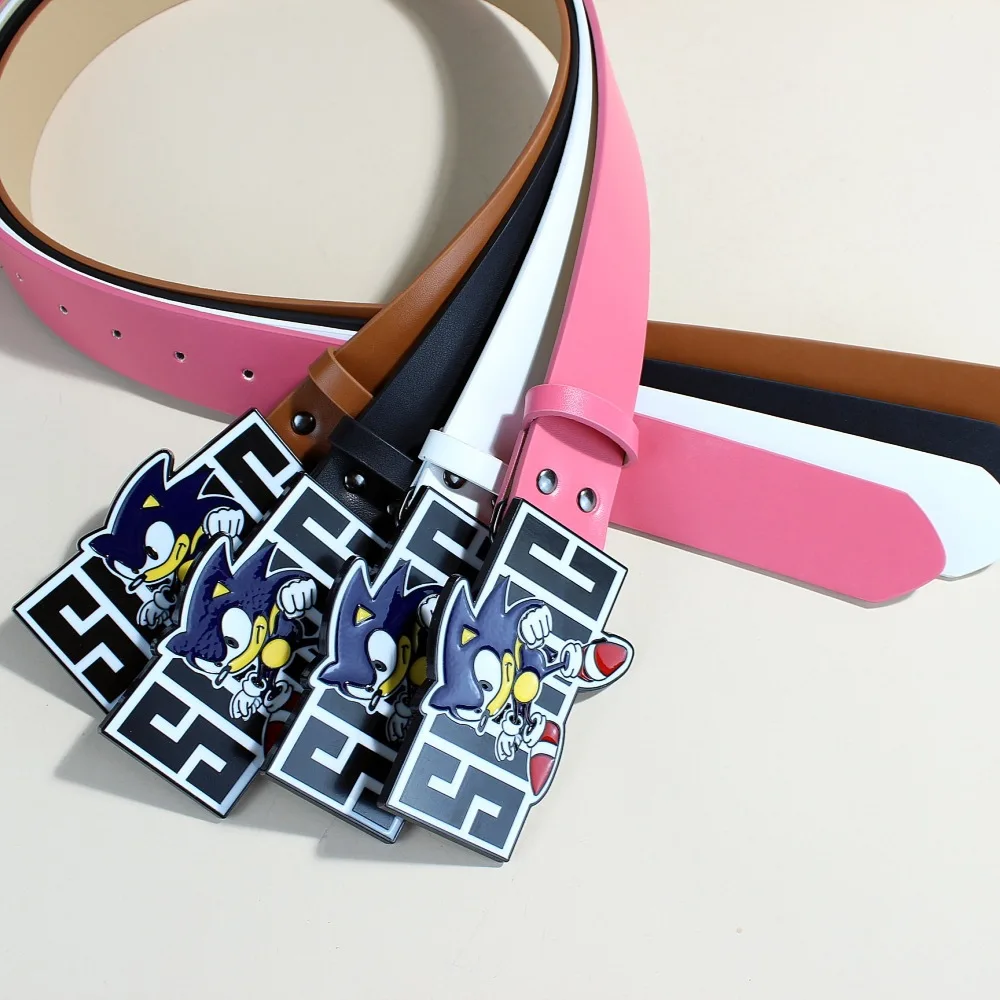 Cintura unisex Cartoon Cat Sonic Jeans Cintura gotica Y2k Cinture di design di lusso di fascia alta per le donne Cintura da uomo con rivetto nero Accessorio punk