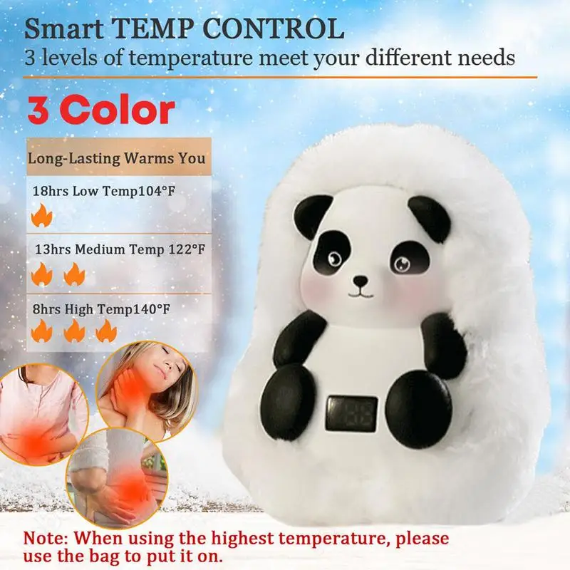 Cute Panda Pocket Hand Warmers USB Rechargeable Plush Hand Warmth Bag With Temperature Adjustable For Friends Family