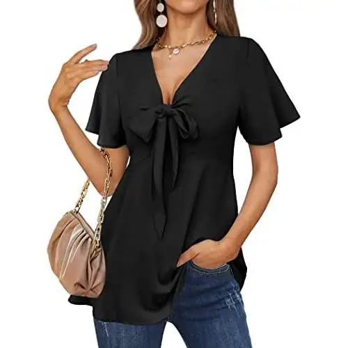 

Женский топ с воротником-стойкой на шнуровке Dr ort Sved средней длины из полиэфирного волокна, летняя модная повседневная одежда