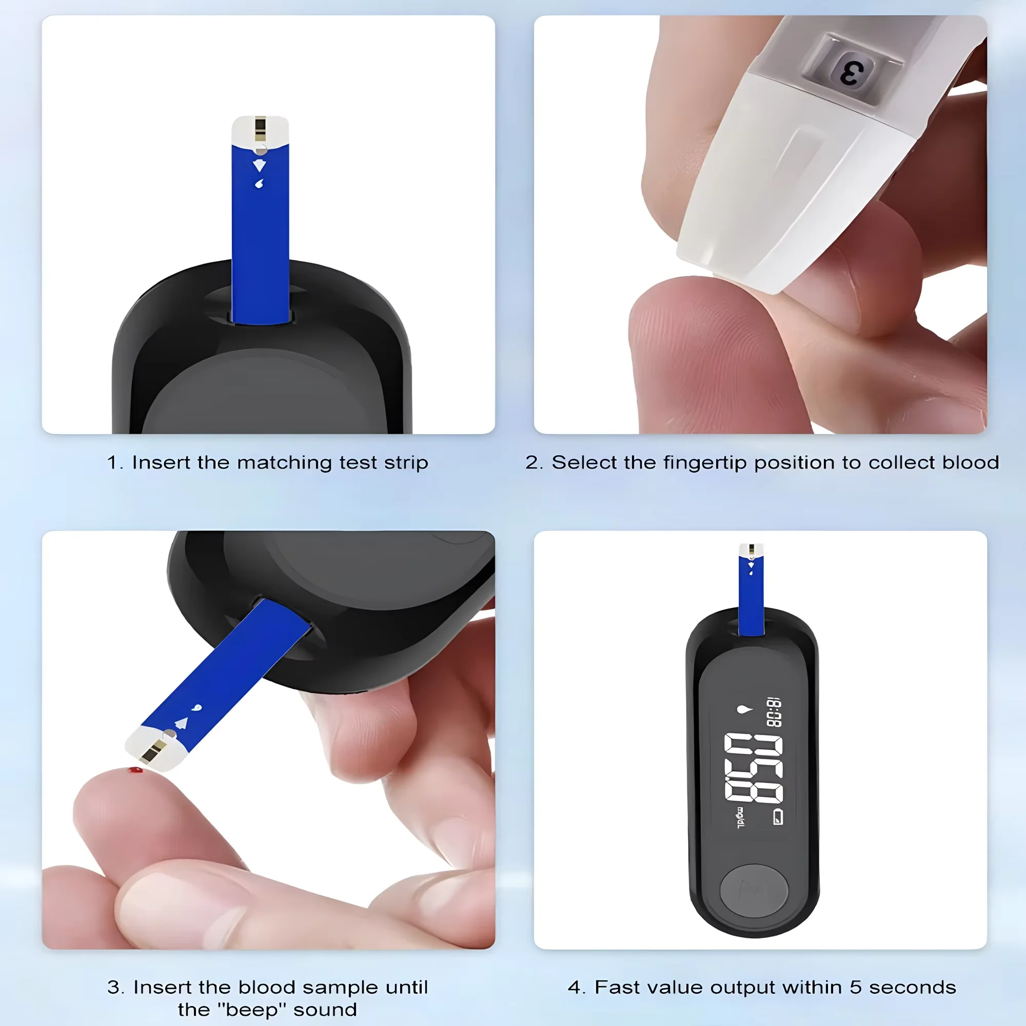 Medizinisches Blutzuckermessgerät 50 Stück Teststreifen Lanzetten Blutzuckermessgerät-Set Zuckermonitor Glucometro für Diabetes Blutzuckermessung – Detail 10
