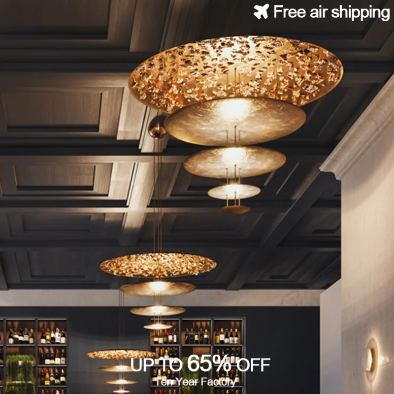 

Modern Italian Luxury Gold Plate Ceiling Pendant Light LED Chandelier Suspension Lustre Decor Fixture For Villas
