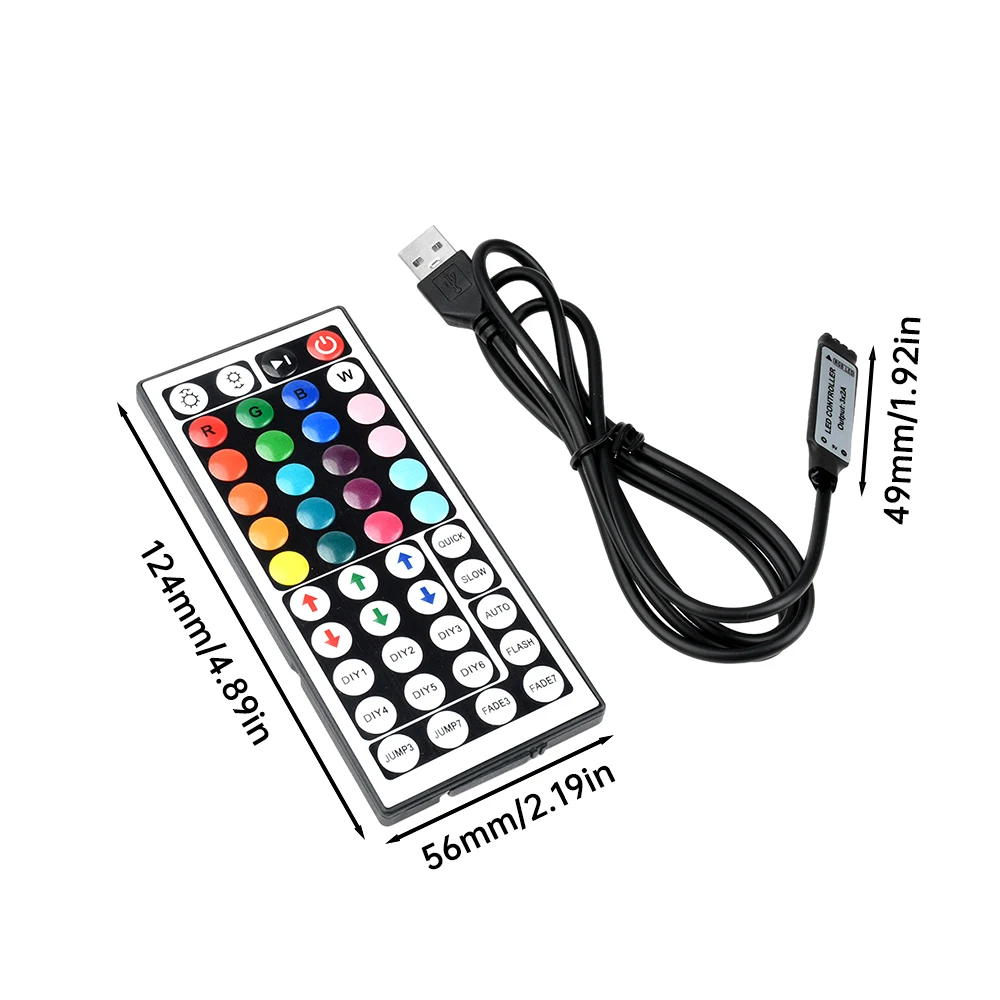 LED RGB  Switch Controller Mini 44 Keys USB Connector IR Remote Control Dimmer for 5050 2835 RGB LED Strip Light TV Backlight