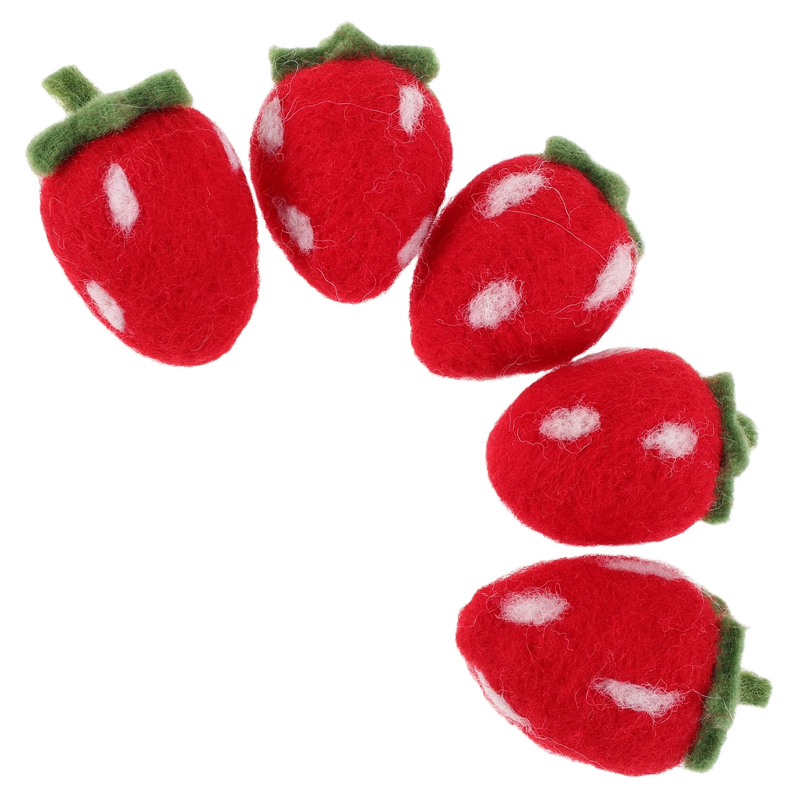 

5 Pcs Fruit Diy Wool Felt Embellishments Ornaments The Needle Artificial Accessory Berry Decoration Strawberry Red Felting