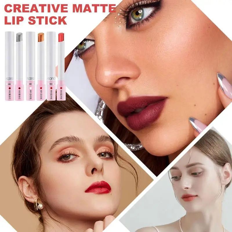 Matte Lippenstift Make-Up Set Creatieve Sigaretten Ontwerp Niet Plakkerige Lipvlek 3 Stuks Gepigmenteerde Langdurige Lipgloss Set Waterdicht