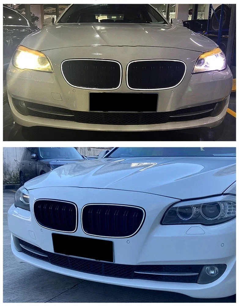 Car Double Line Front Luminous Grille Led Light Racing Grille For BMW 5 Series F10 F11 F18 2010-2017 ABS Black Body Kits Tuning view 4