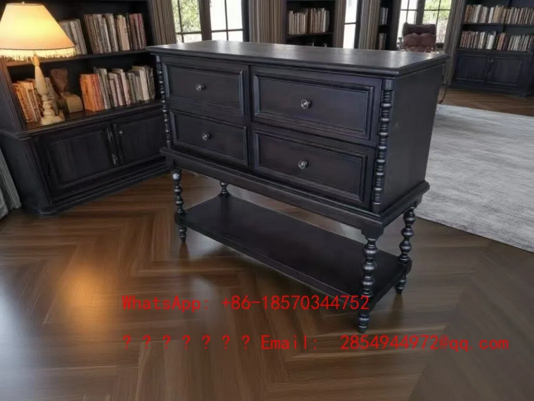 American Retro Solid Wood Chest of Drawers Vintage Hallway Console Table Entryway Storage Cabinet for Living Room Bedroom view 5