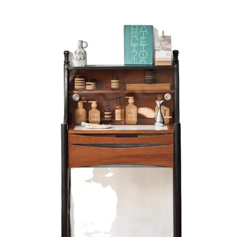 

French retro solid wood dresser bedroom small apartment dressing table table dressing cabinet high-end small medieval