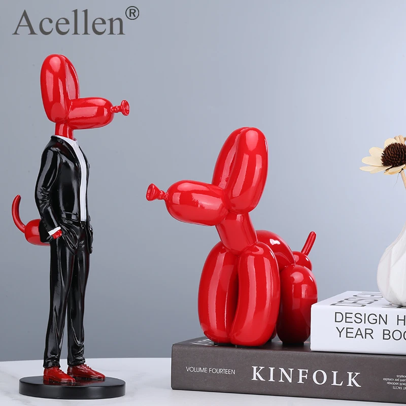 Gentleman Balloon Dog Statue, Resin Sculpture, Home Decor, Modern Nordic Home Decoration Accessories, Living Room Animal Figures