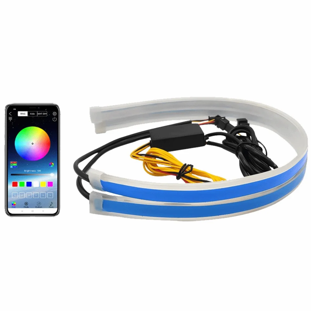 

A Pair Flexible Car LED Light Strip Waterproof Multi-Color APP Control Light Durable Daytime Running Light Night Driving