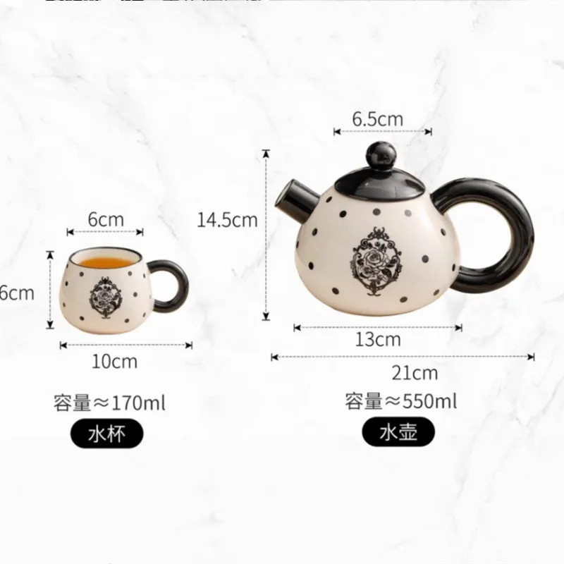 European Creative Dots Ceramic Drinkware 1 Pot 4 Cups Porcelain Coffee Tea Set Home Coffee Sets Kitchen Bar Counter Decorations 3