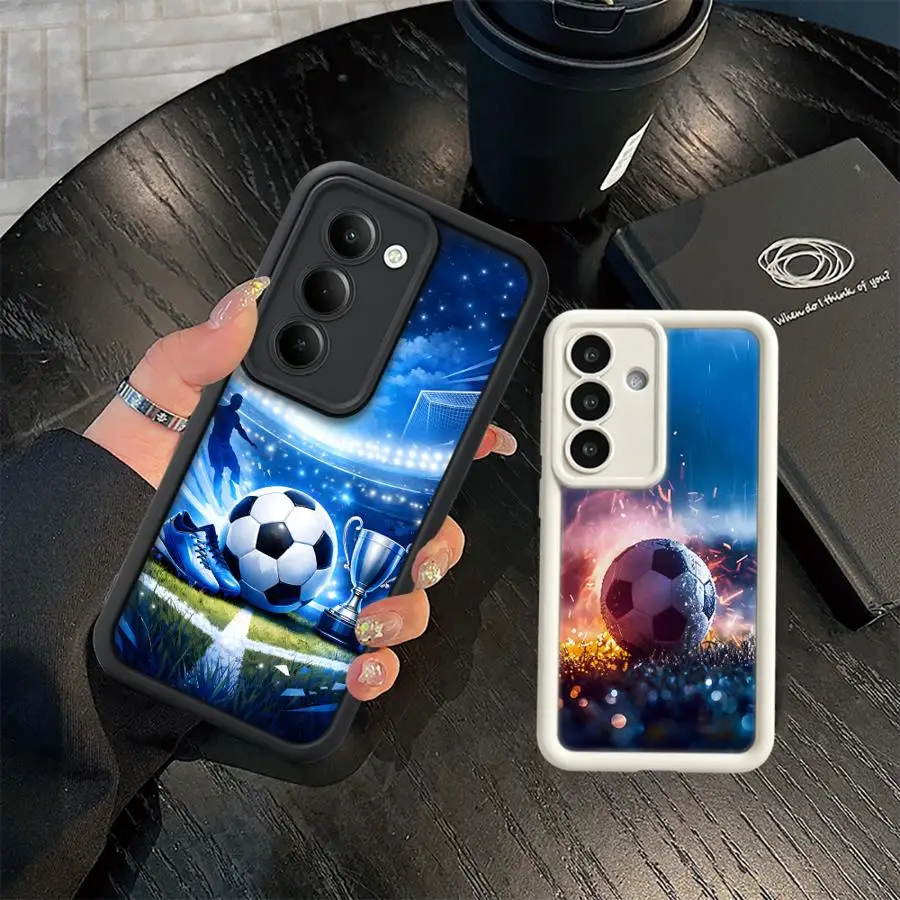Phone Cover Case for Samsung Galaxy A71 A72 A26 A32 A15 A16 A23 A51 A73 A12 A13 A53 A54 A34 A56 A35 A36 Soccer Ball Fire Art