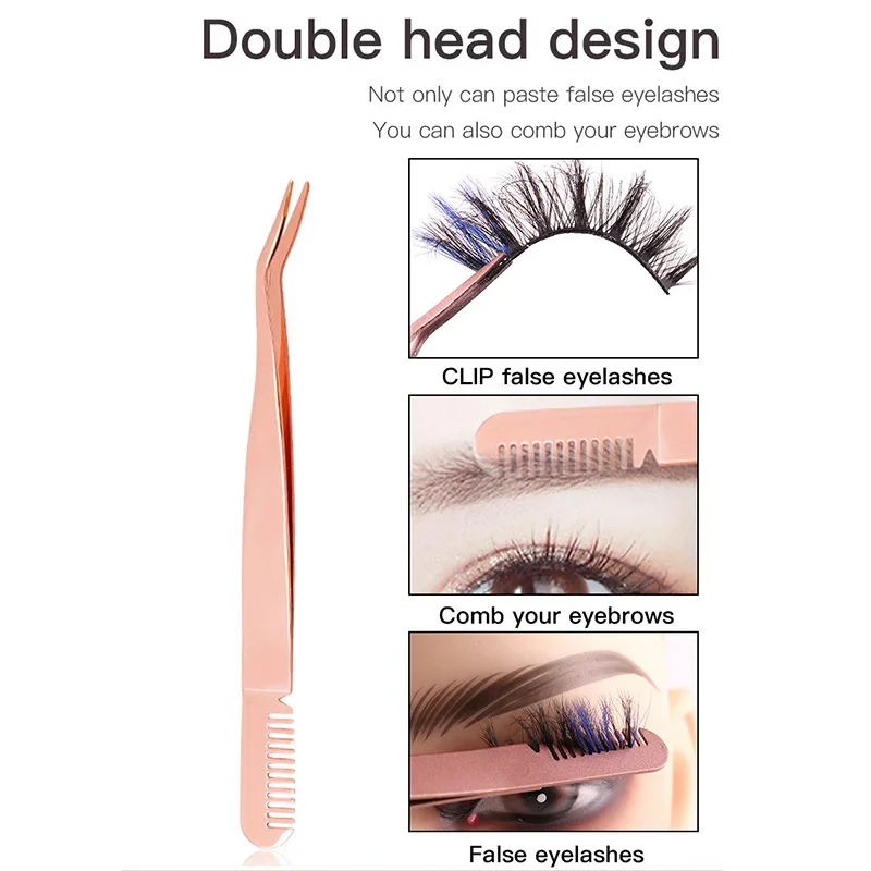 Rizador de pestañas de doble punta de acero inoxidable, pinzas de Clip para cejas, herramienta auxiliar de maquillaje