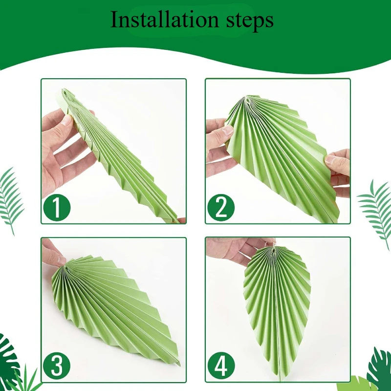 Green Beige Gold Paper Leaf Fan Flower Hanging Background Decoration for Birthday Wedding Party Classroom Wall Backdrop Supplies