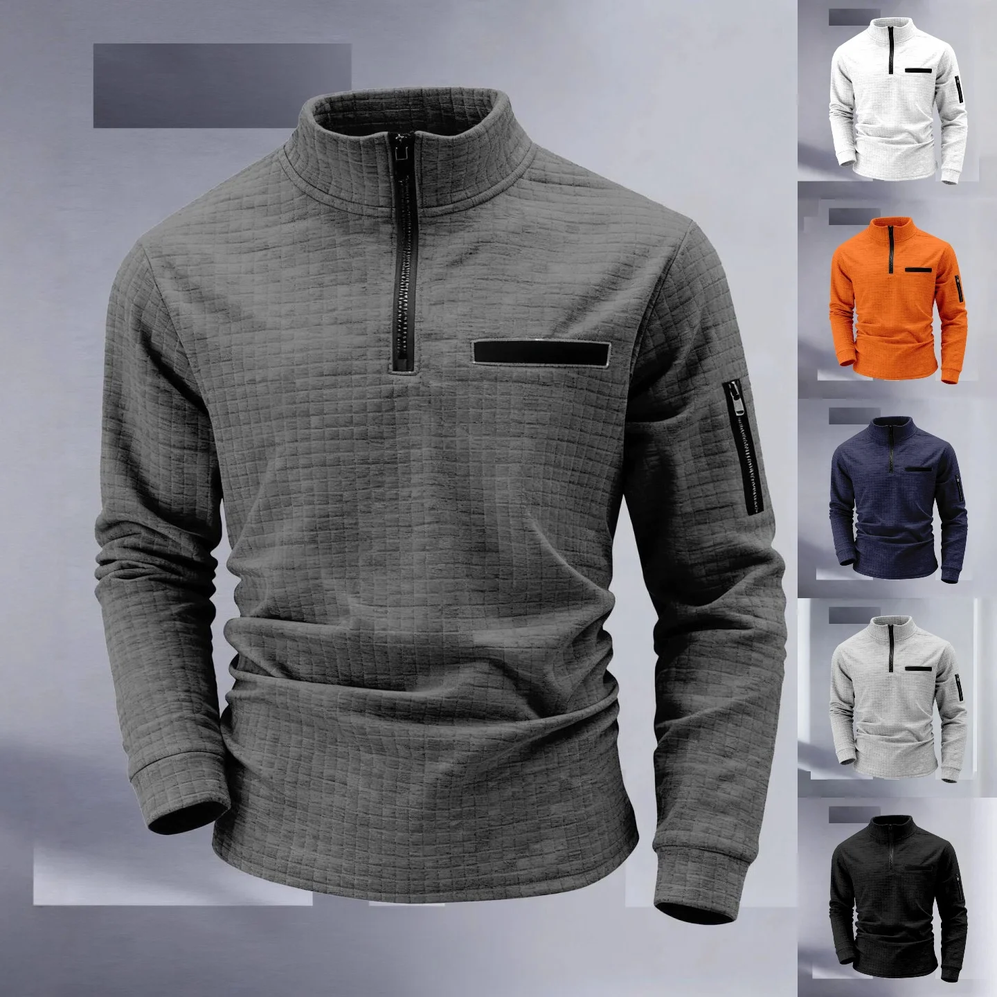 

Men's Casual Checkered POLO Shirt Spring Autumn High-Quality Fashionable Loose Street Sport Long-Sleeved Pullover