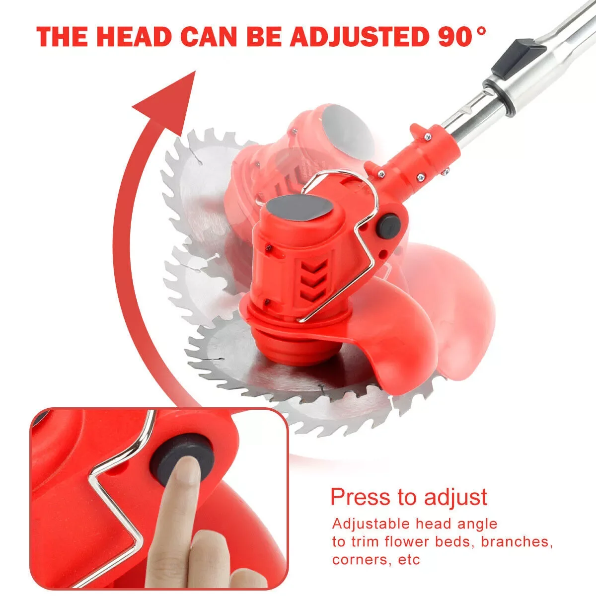 Electric Cordless Grass String Trimmer Lawn Edger Portable Weed Wacker Cutter Foldable Adjustable Garden Cutter with 2 Battery