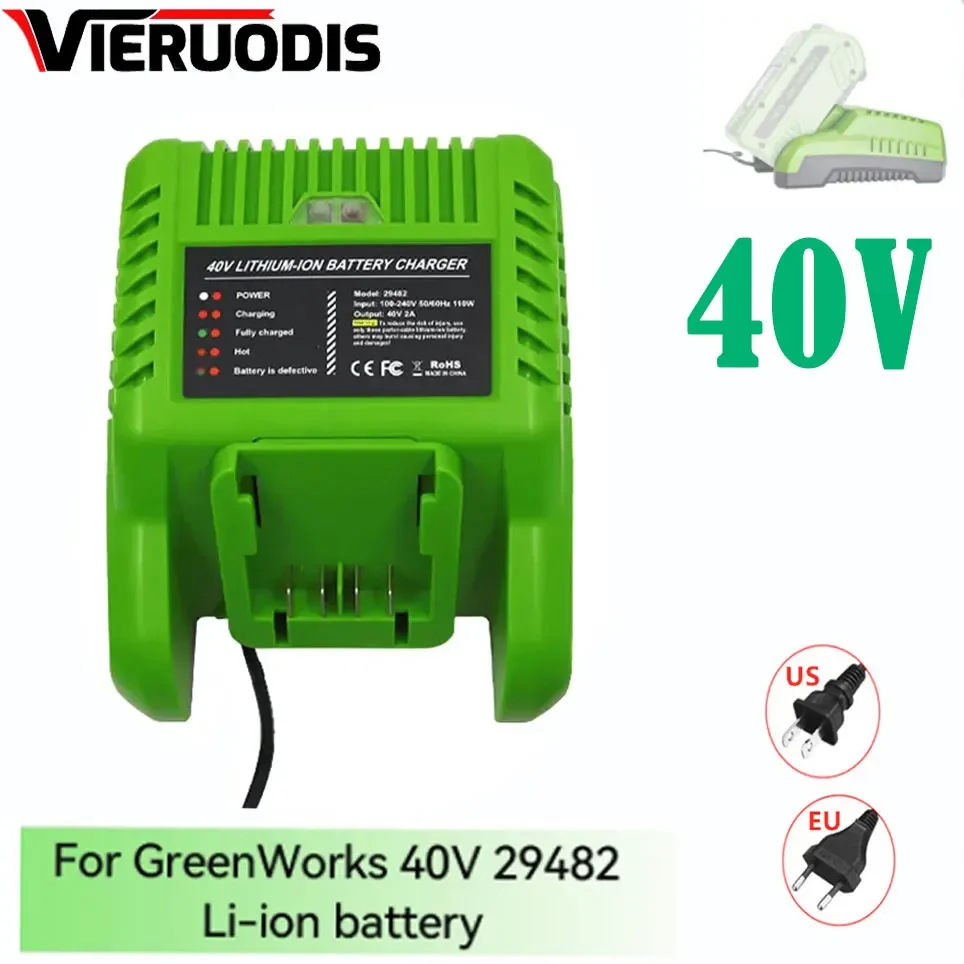 For GreenWorks 40V Li-ion battery 29472 ST40B410 BA40L210 STBA40B210 29462 20262 29282 Lithium Battery Charger 29482 G-MAX 40V