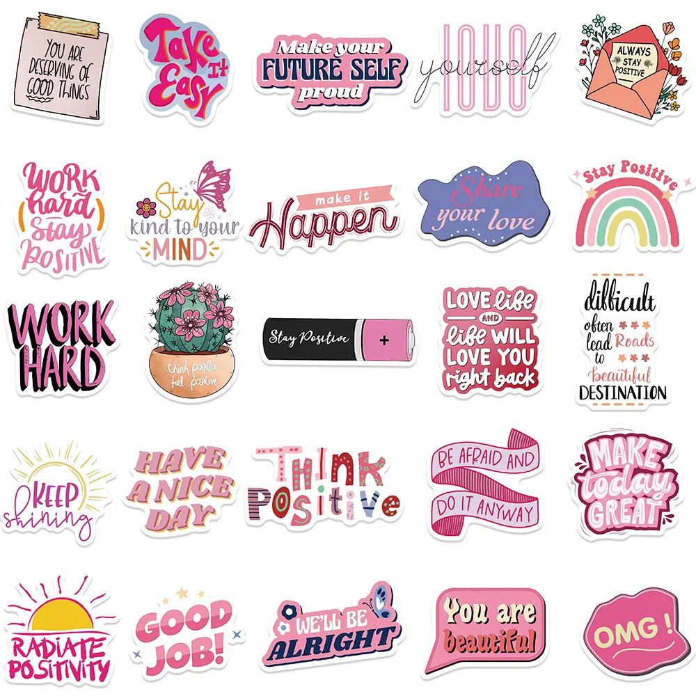 10/50PCS Kawaii Pink motivational Stickers Cute Graffiti Sticker Scrapbook Luggage Laptop Guitar Bike Skateboard Decals