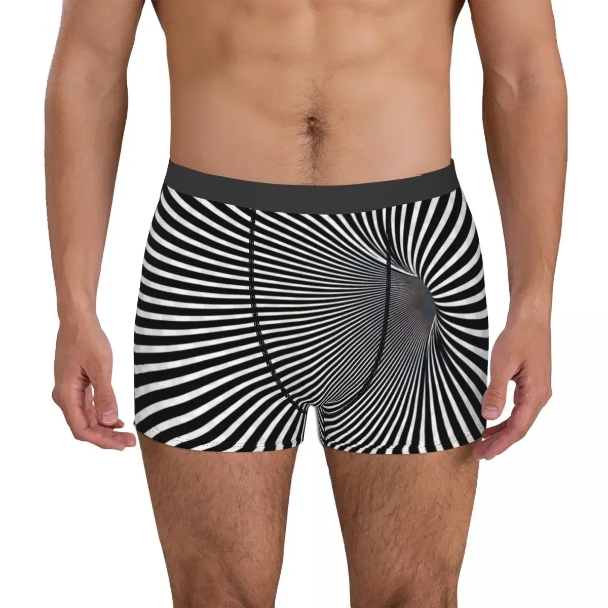 Geometric, And Illusion 3D Monotone Mystery Vortex Underpants Breathbale Panties Male Underwear Print Shorts Boxer Briefs