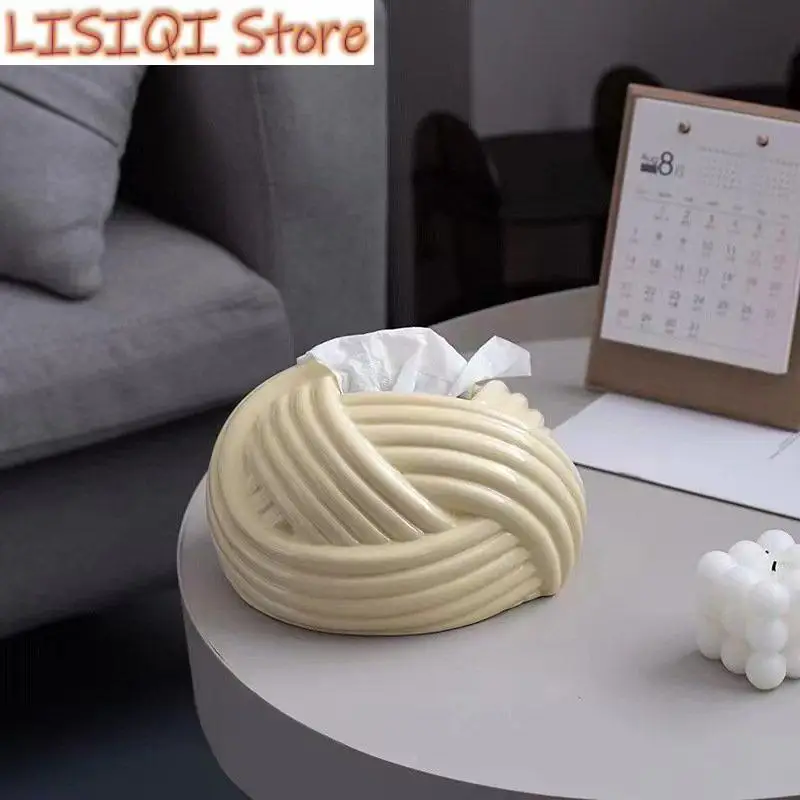 

New Tissue Box Ceramic Irregular Knot Wool Ball Paper Towel Paper Extractor Decorative Tissue Boxes Paper Napkin Holder