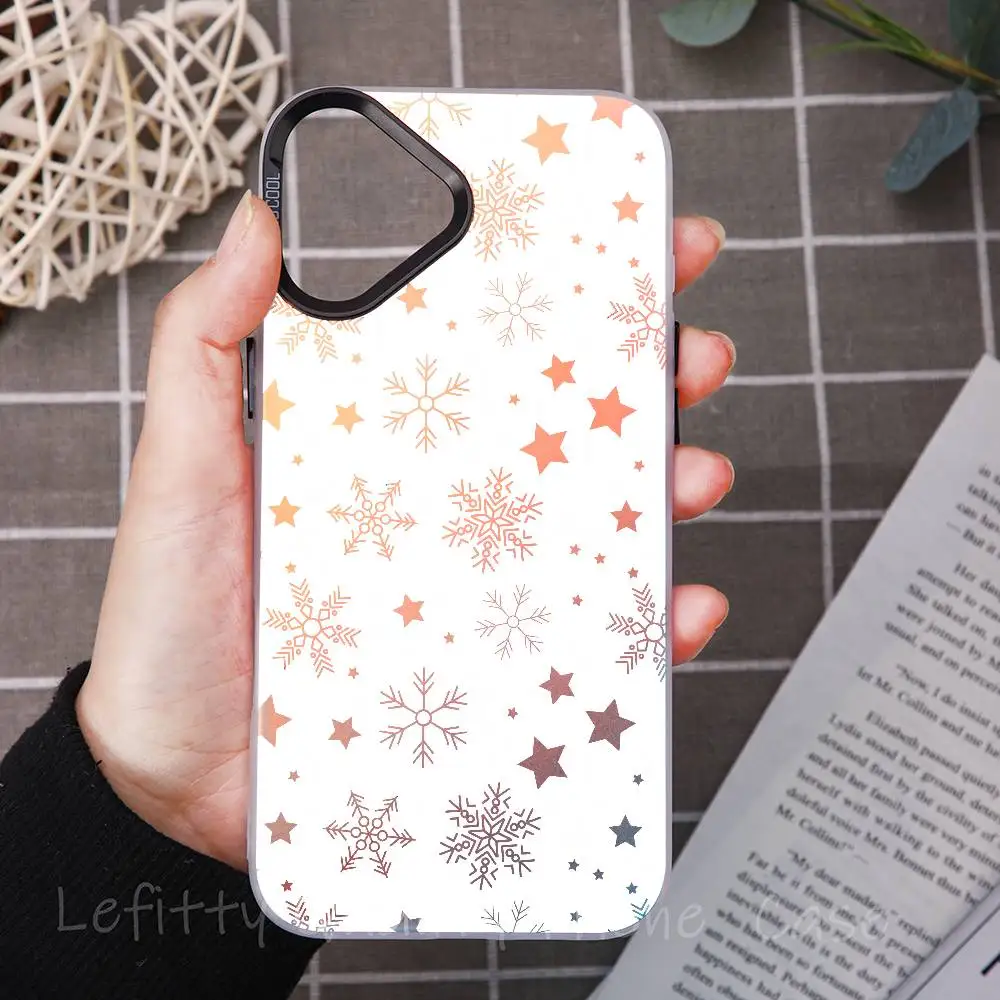 

Simple Snowflake Ins Phone Case For IPhone 16 15 14 13 12 11 Pro Max Matte Aurora Multicolor Laser Metallic Gradient Funda