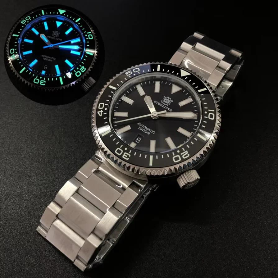 STEELDIVE Men Automatic Wwatch 46mm Mechanical Wristwatch 1000m Waterproof Luminous Sapphire Ceramic Bezel NH35