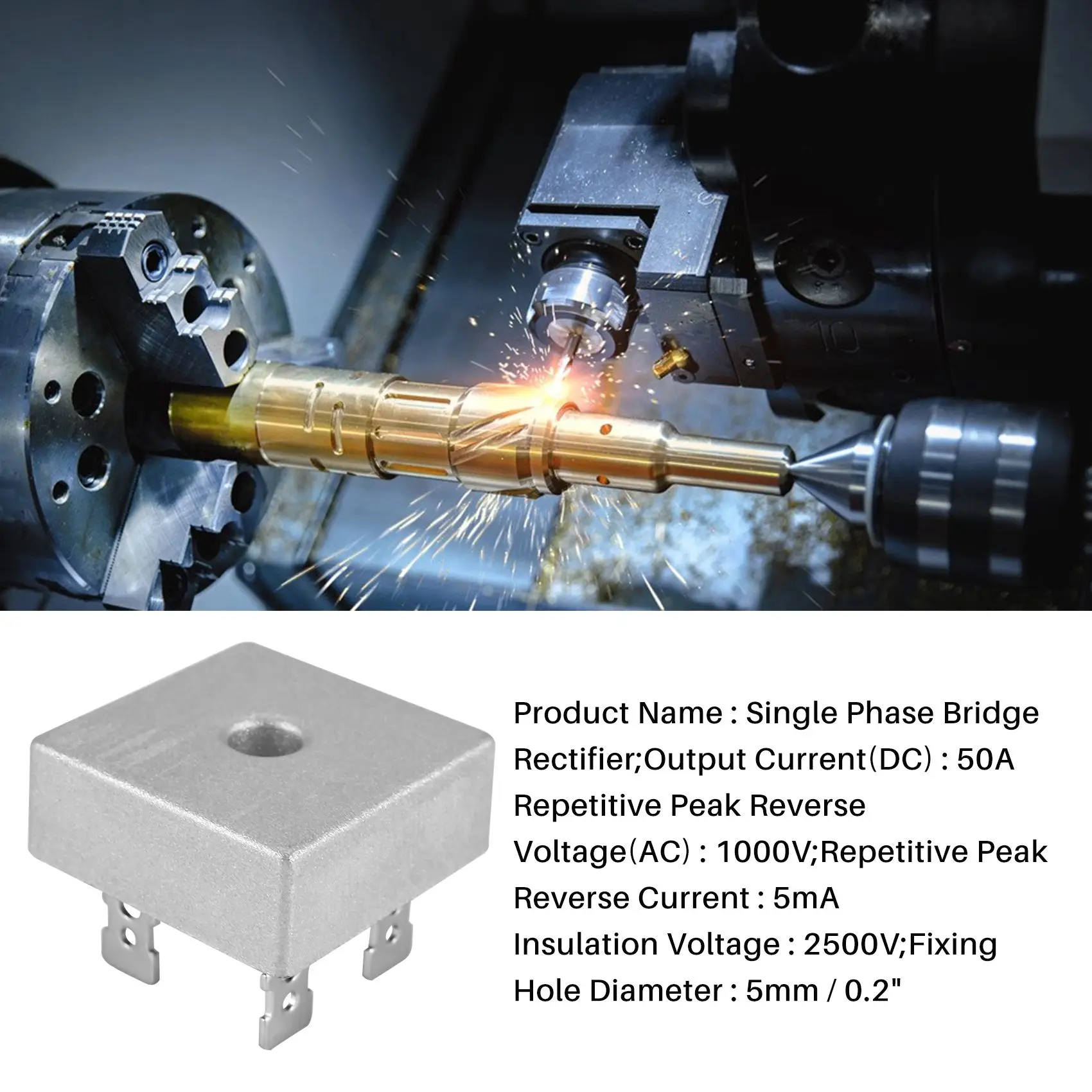 Rectificador de puente de diodo monofásico, 50A, 1000V, KBPC5010, nuevo