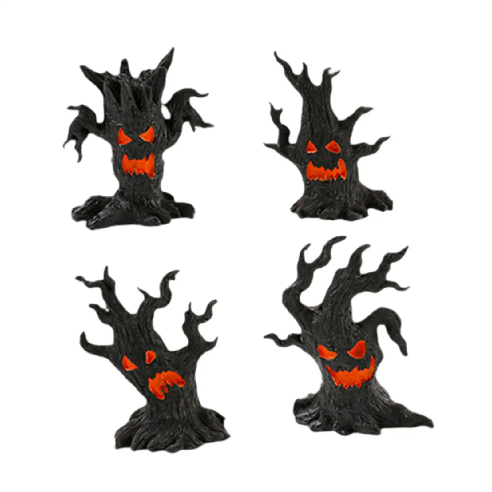 

4x милые фигурки на Хэллоуин из смолы, крошечные миниатюры, украшение в виде дерева-призрака для цветов