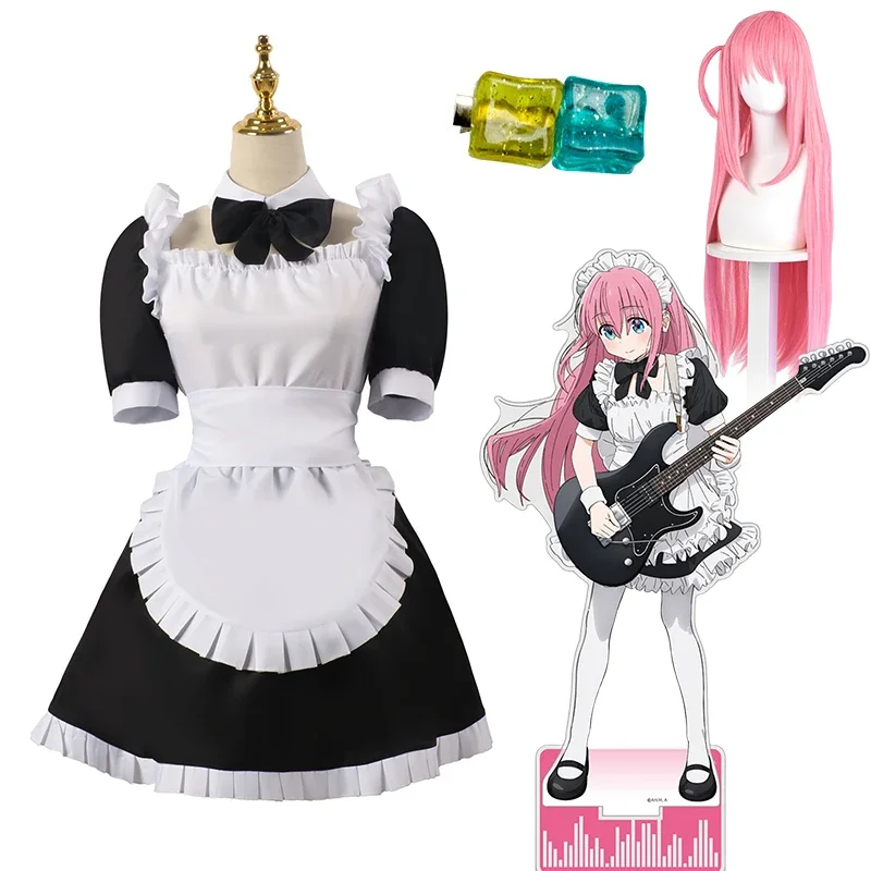 

Gotou Hitori Cosplay Anime Bocchi The Rock Gotou Hitori Cosplay Costume Sexy Maid Uniform Dress Wig Women Halloween Costumes