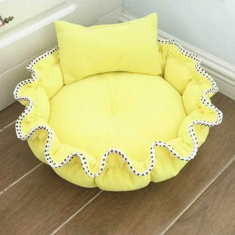 

Warm Dog Pad Cushion Waterproof Wear Resistant Nest Comfortable Bed For Cat Puppy Small Pumpkin Shaped Yellow Easy Clean Pp