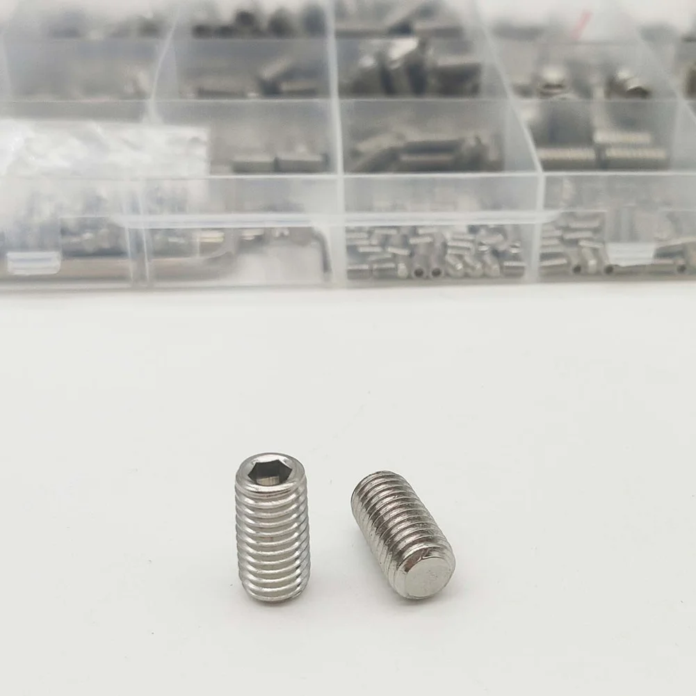 666pcs 304 Stainless Steel Hex Socket Flat End Set Screws Assortment Kit With Wrenches For Mold Hardware Instrument Assembly