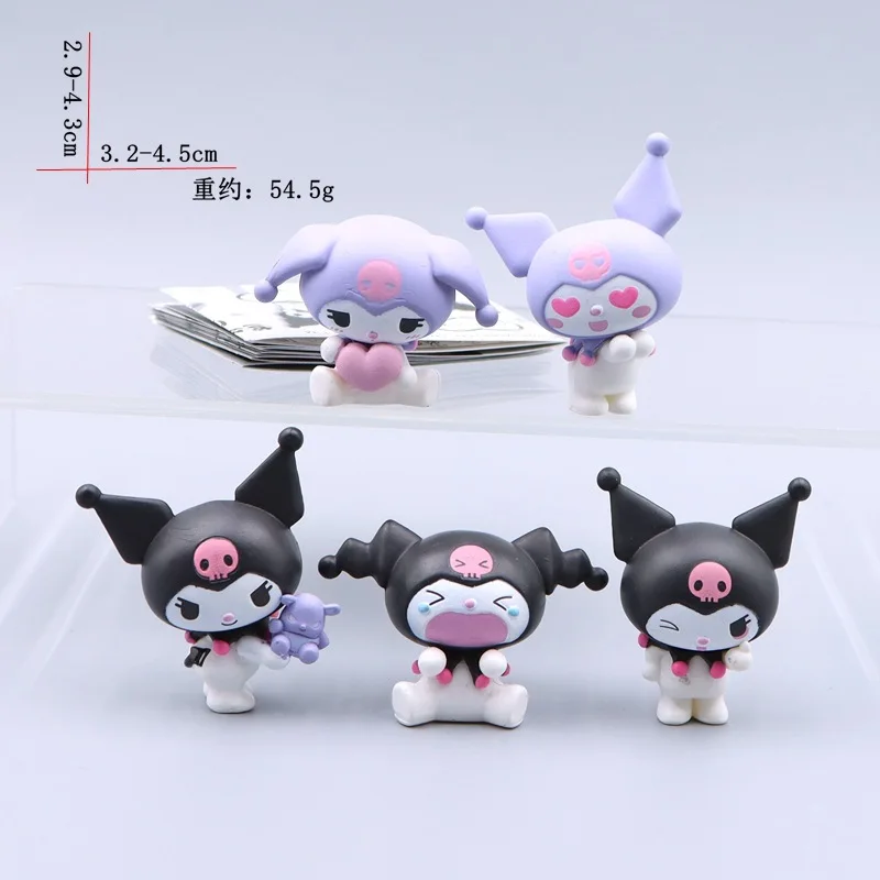 5pcs/set Kawaii Sanrio Figure Cute Kuromi Anime Action Figure Decoration Pvc Handmade Model Ornaments Children Xmas Gift Toy