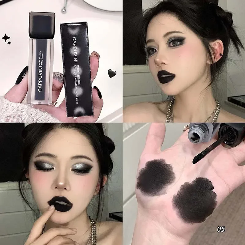 Punk Gothic Lipsticks Matte Velvet Lip Glaze Dark Brown Lip Gloss Waterproof Nude Base Lip Tint Mud Korean Makeup Cosmetics