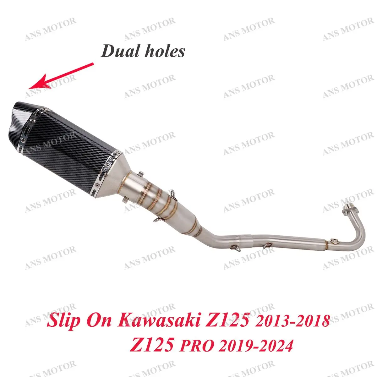 For Kawasaki Z125 13-18 /Z125 PRO 2019-2024 Motorcycle Exhaust Escape Full System Slip On Muffler