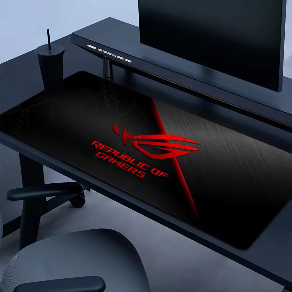 

Red Black ROG Mouse Pad Large Computer Office Game Table Mat Rubber Anti-slip Stitched Edge Keyboard Mats 90x40 XXL Desk Pads