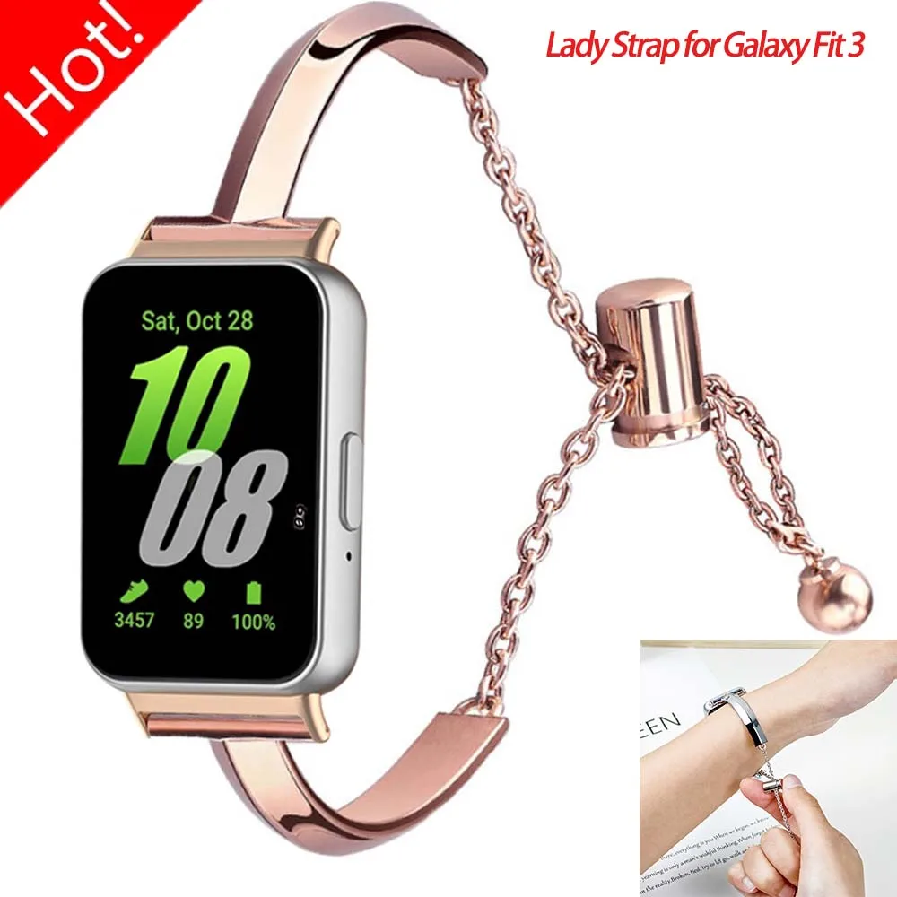 FashionStrap For Samsung Galaxy Fit 3 Ladies metal Stainless steel Smart Watch Accessories Band For Galaxy Watch Fit 3 Bracelet