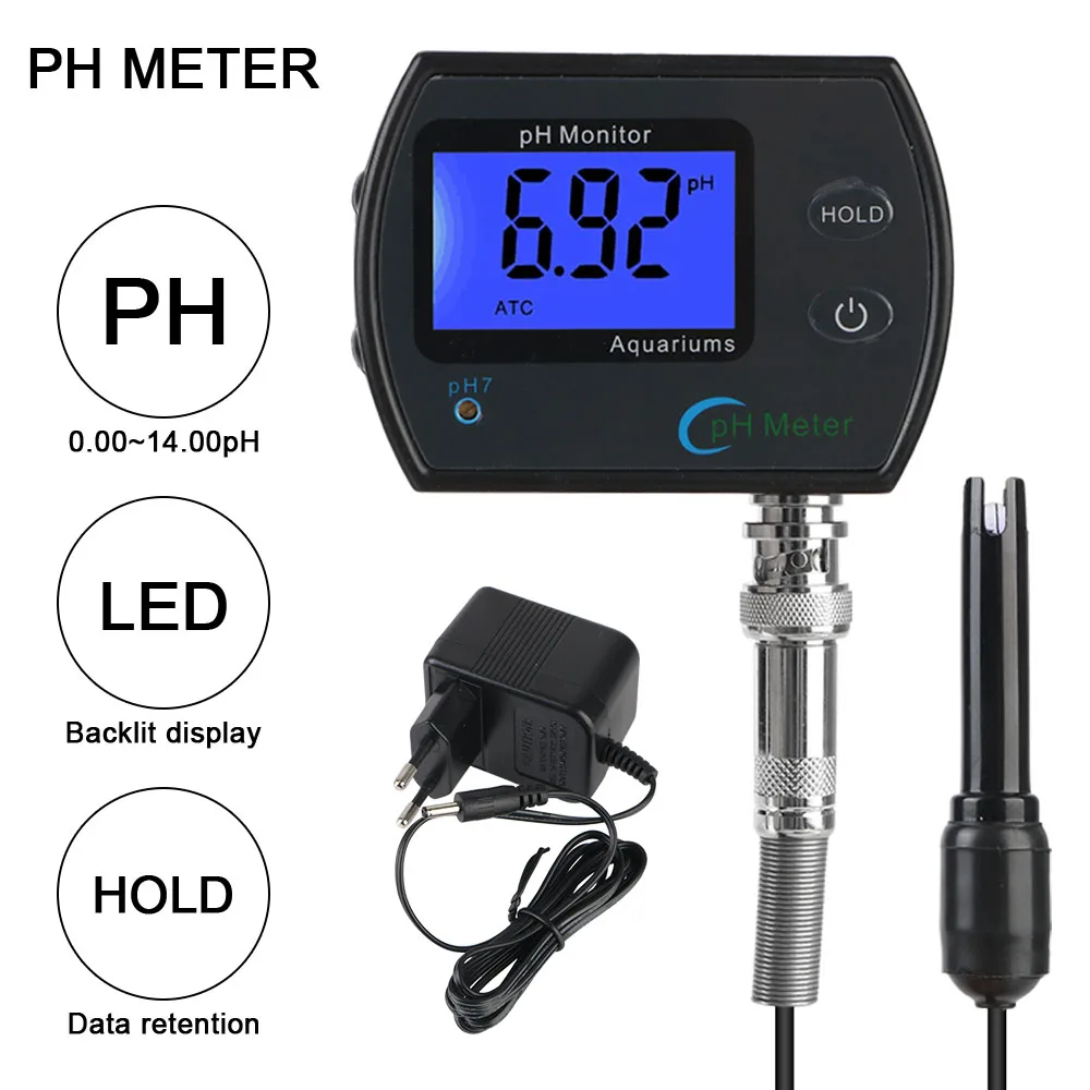 EU plug Professional Accurate Online pH monitor Acidometer for Aquarium Multi-parameter Water Quality Monitor pH Meter