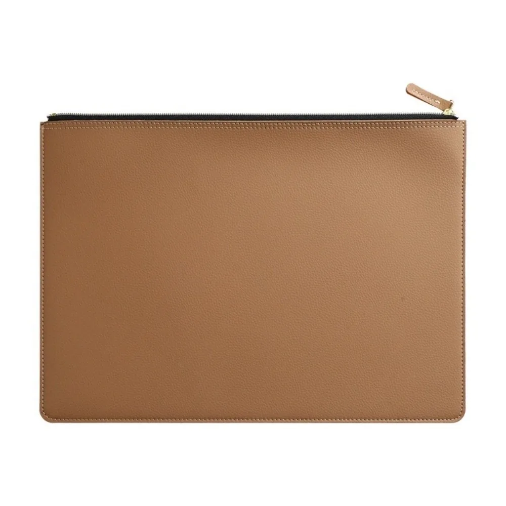 PU Leather A4 File Folder Waterproof Large Capacity Business Briefcase Zipper Bag Multiple Colors Information Bag