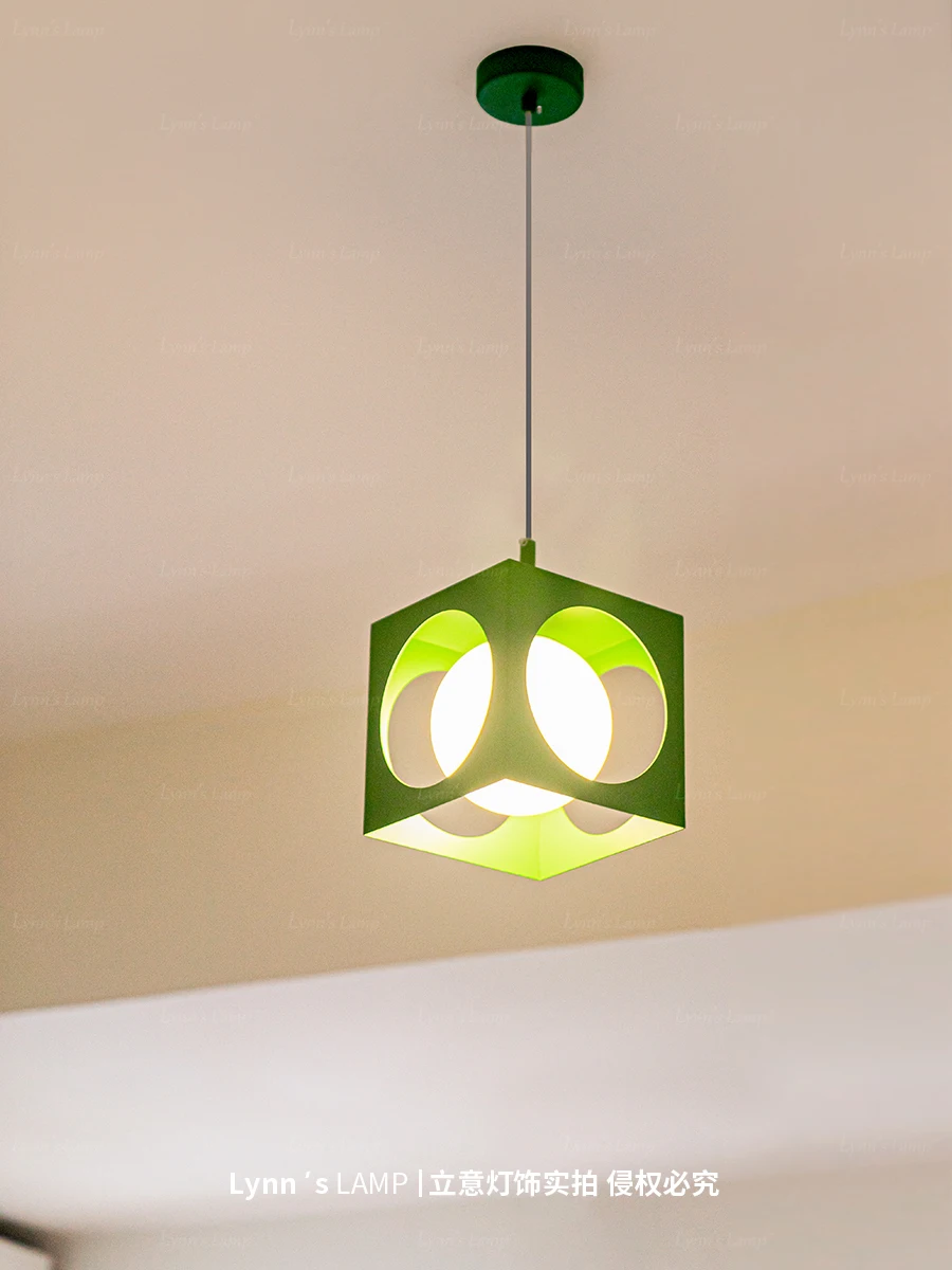 Memphis Green Pendant Magic Cube Vintage Restaurant Bedhead Entrance Corridor Creative Cube