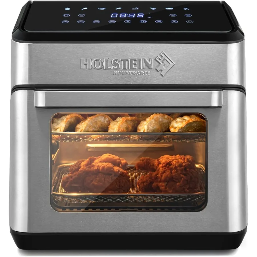 مقلاة هوائية رقمية 12.7 كيو تي 8 في 1 مع شاشة LED لنافذة عرض بحجم عائلي بتقنية الهواء الساخن. اير فراي بيك جريل ديهيدرات روا