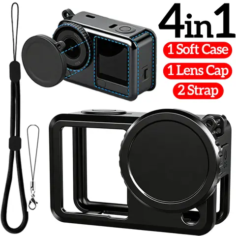 Soft Silicone Case for DJI OSMO Action 6 with Lens Cap Anti-loss Lanyard Camera Drop Proof Protective Cover for DJI Action6 Case