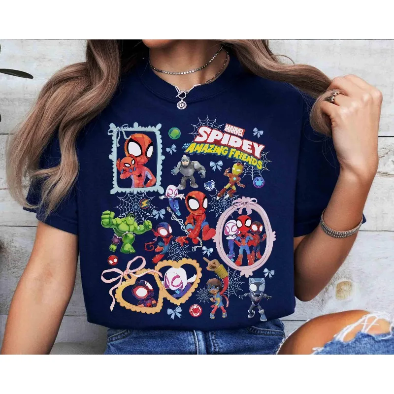 T-shirt Spider Man et ses amis magiques, T-shirt unisexe en pur coton, décontracté et à la mode, toutes saisons