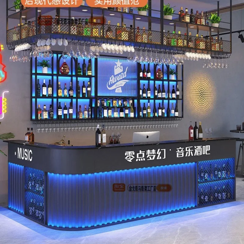 Iron bar Bar creative checkout page Billiards hall BBQ restaurant Dining bar Reception desk Industrial style corner Front desk