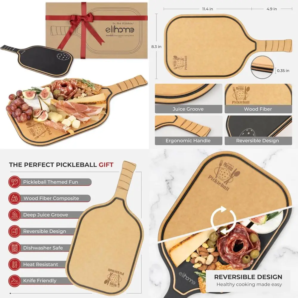 

Доска для бордюров Pickleball-Themed, идеальный подарок для мужчин и женщин, деревянное волокно 16 x 8,5, в форме весла с ручкой, прочный a