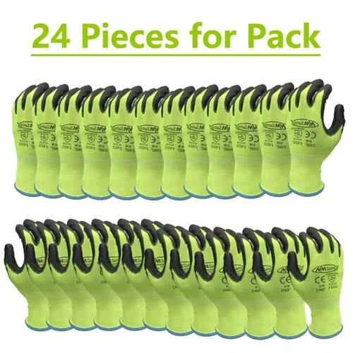 Guante de trabajo mecánico NMSafety con palma recubierta de goma PU, guantes de uso general, 12 pares, EN388 4131X