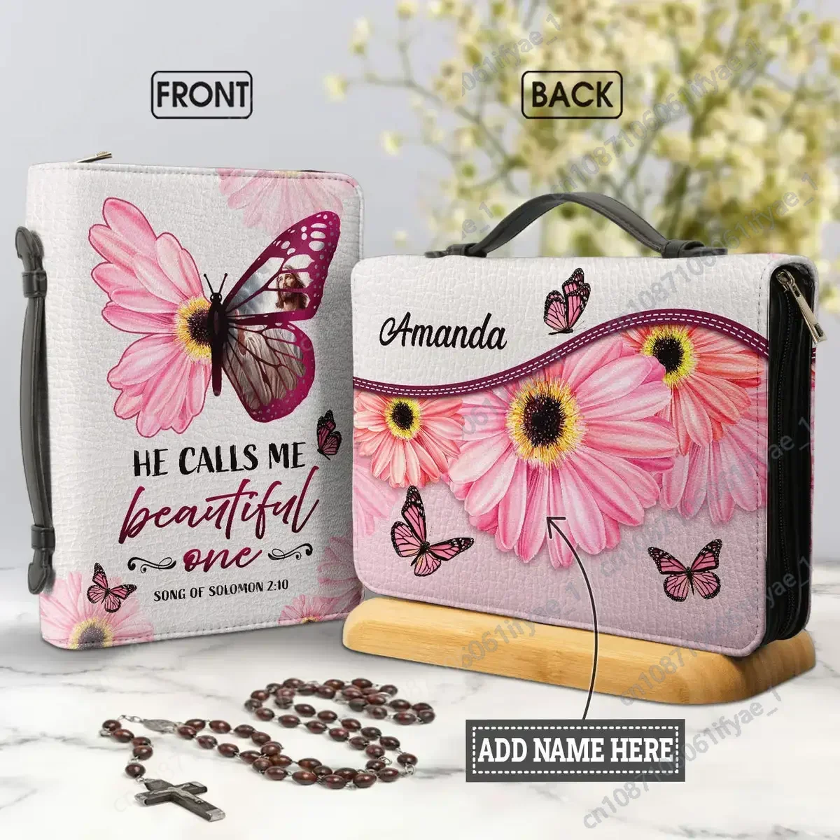 

He Calls Me Beautiful One Song Of Solomon Bible Hymns Print Women's Bible Bag Book Cover Case Handbags Bible Storage Bag Gifts